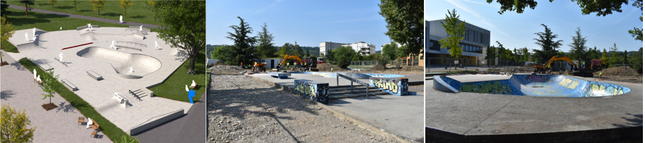 Les travaux d'agrandissement du skatepark ont débuté, la base vie est en place, du projet à la réalisation !